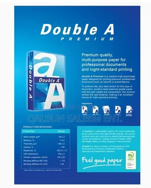 Double-a Printing Paper A4 500 Sheets 80gsm 8.3" X 11.7"