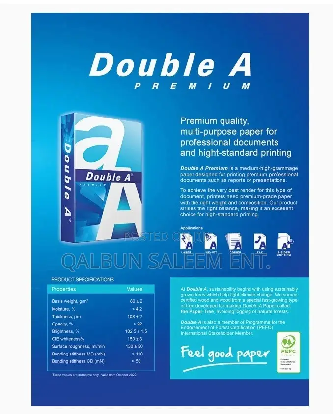 Double-a Printing Paper A4 500 Sheets 80gsm 8.3" X 11.7"