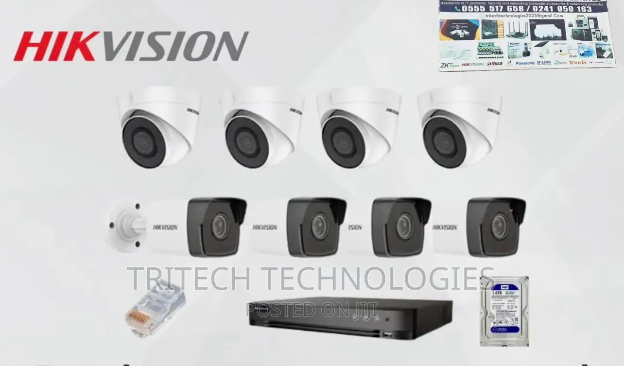 Hikvision 8ch 2MP NVR With Poe IR Camera KIT WITH 1TB HDD