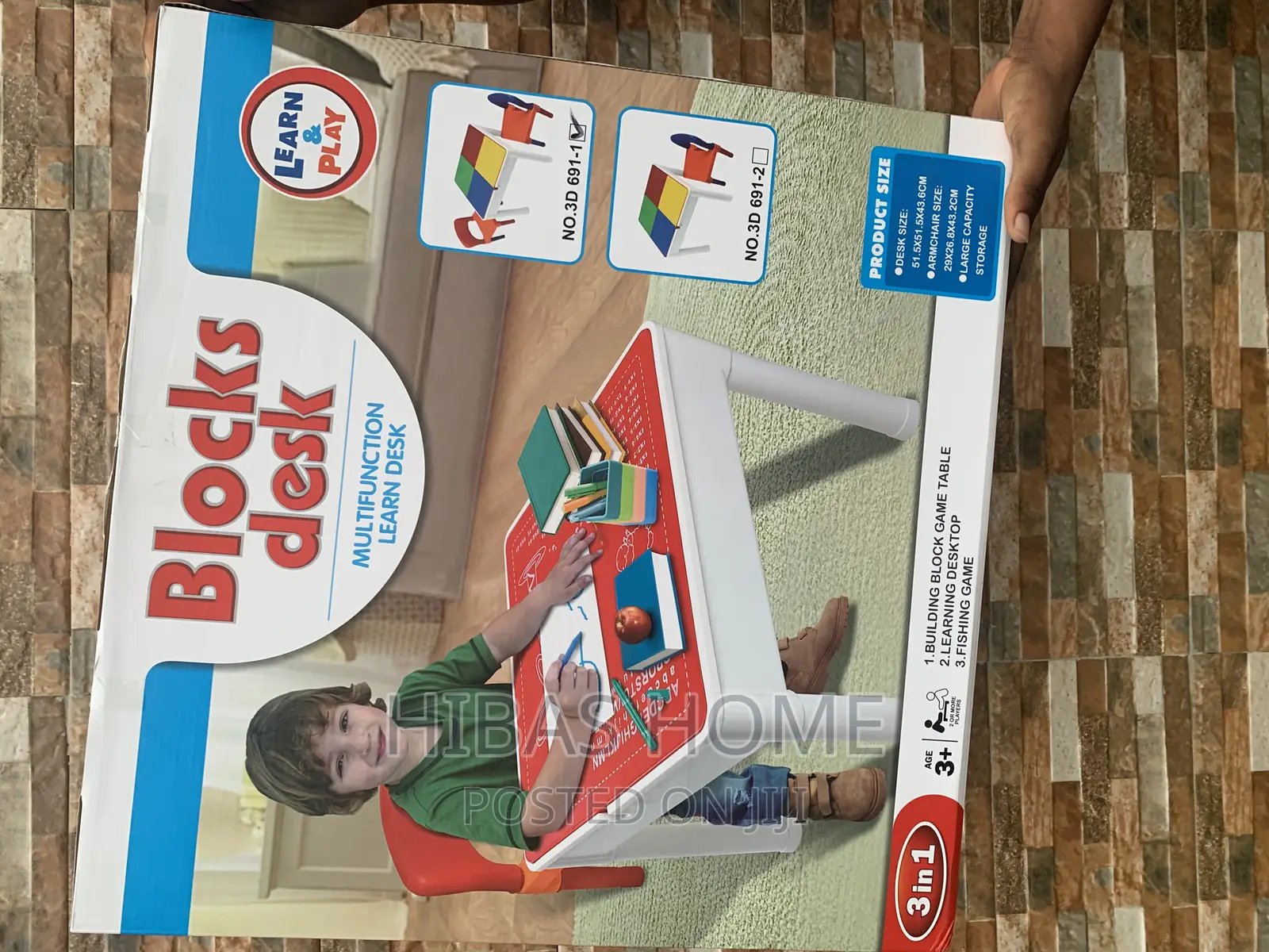 3in1 Block Desk, Fishing Game, Lego Blocks With 2 Chairs