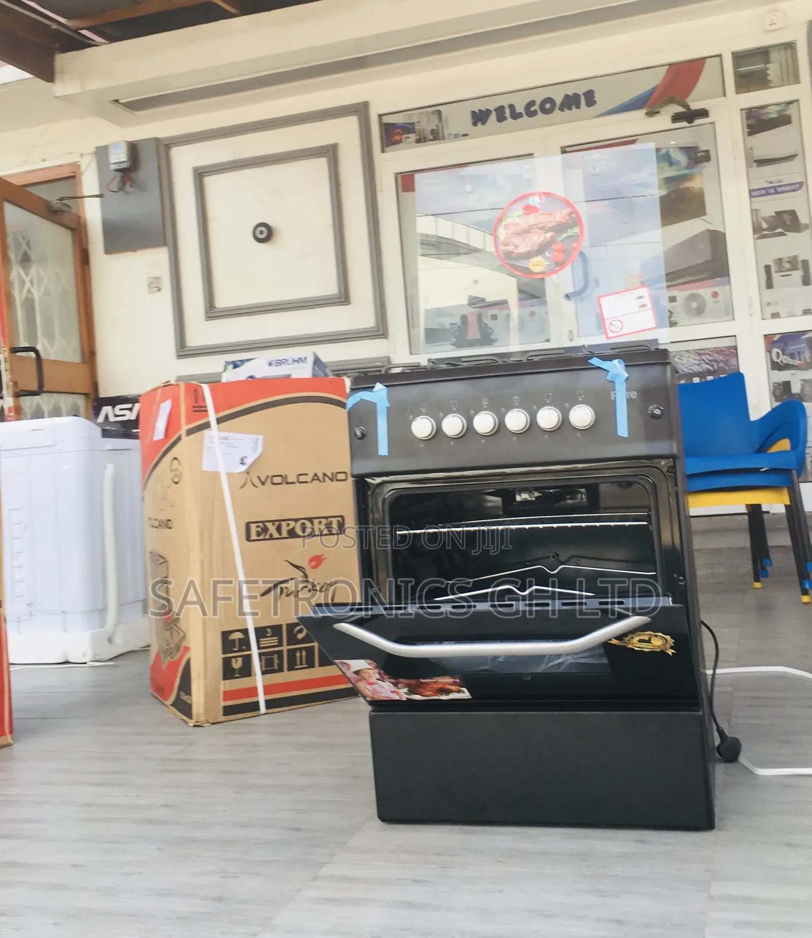 4 Gas Cooker Oven With Grill 60x60 Black Ferre Glass Lid
