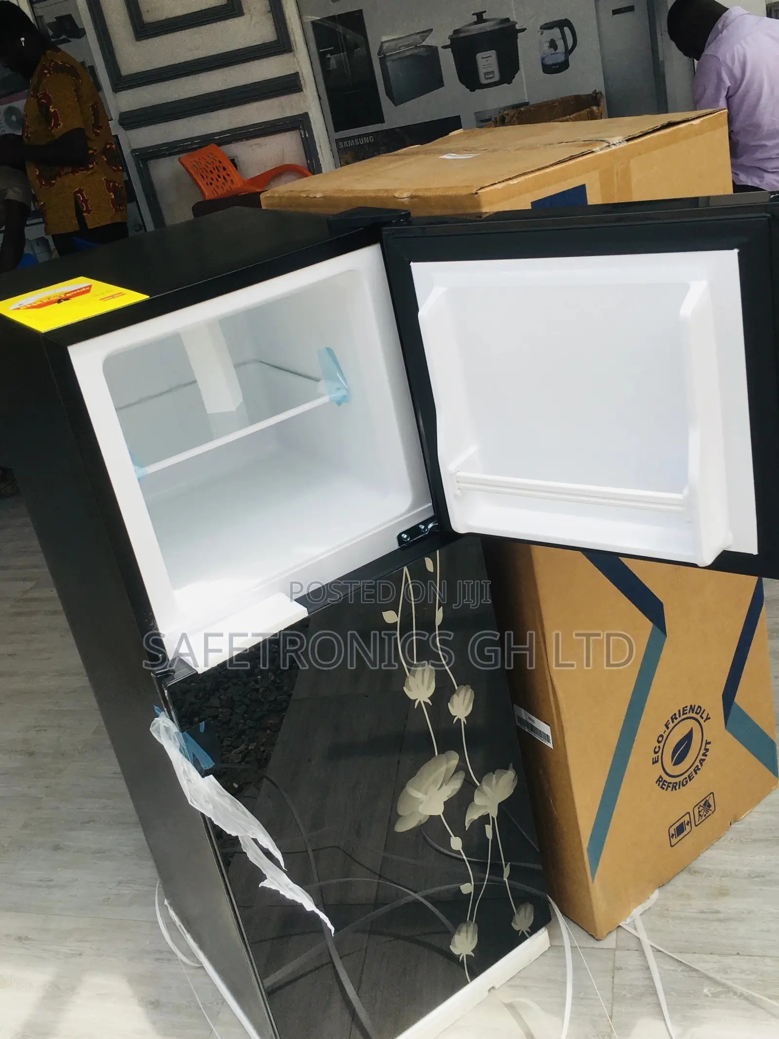 Glass PF-17T Pearl Doubledoor Topfreezer Black Fridge