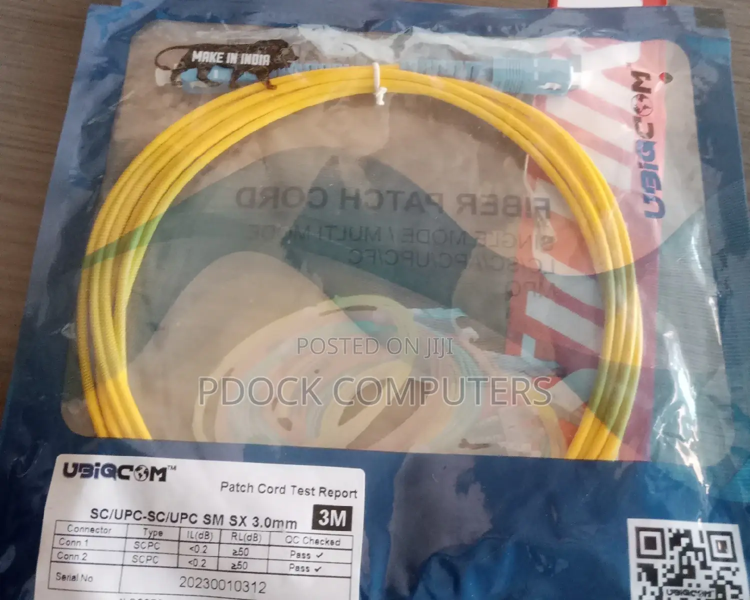 Sc-Sc Fiber Patch Cord 3m Single Mode , Ubiqcom