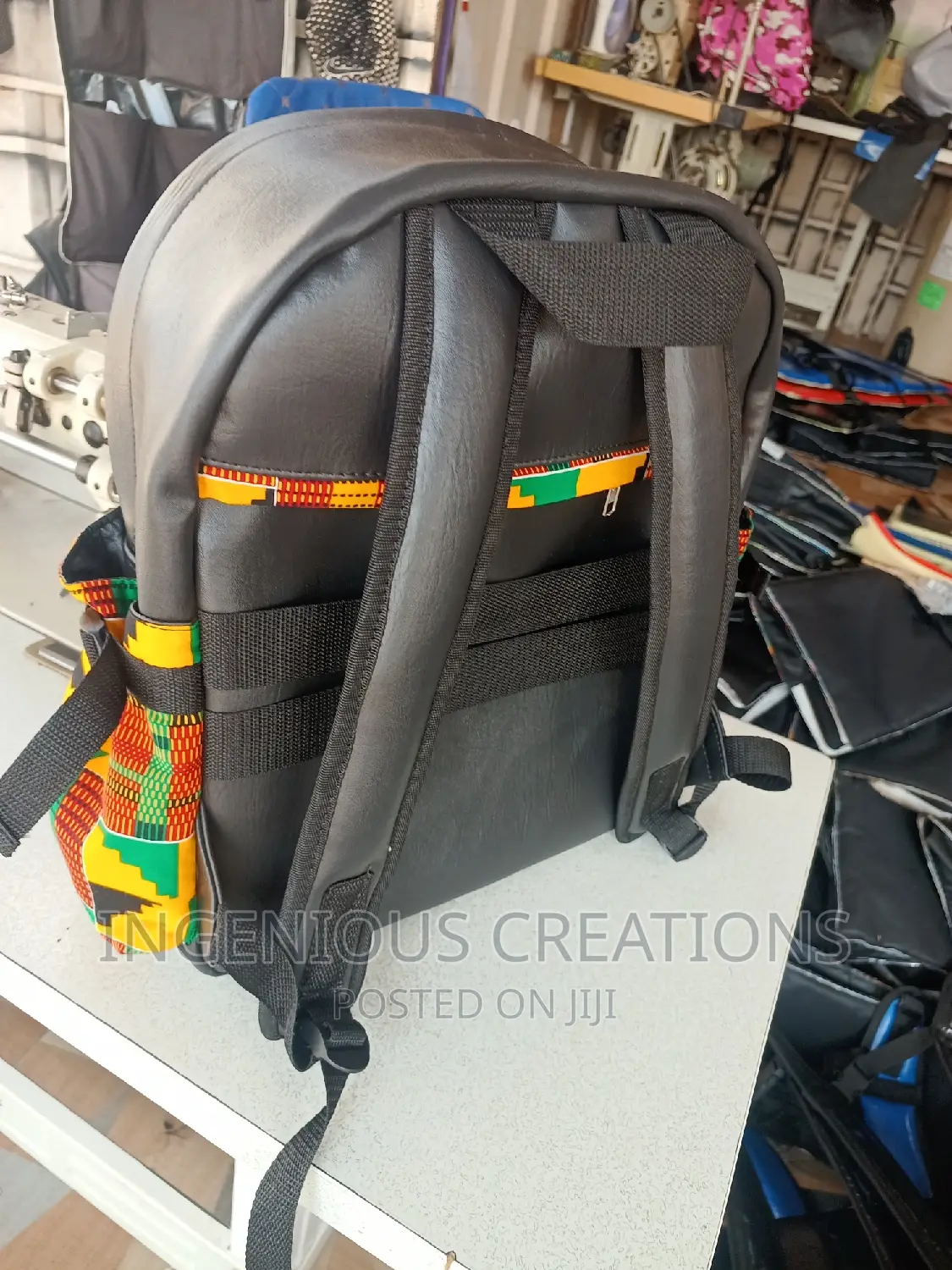 Quality African Print /Leather Backpack