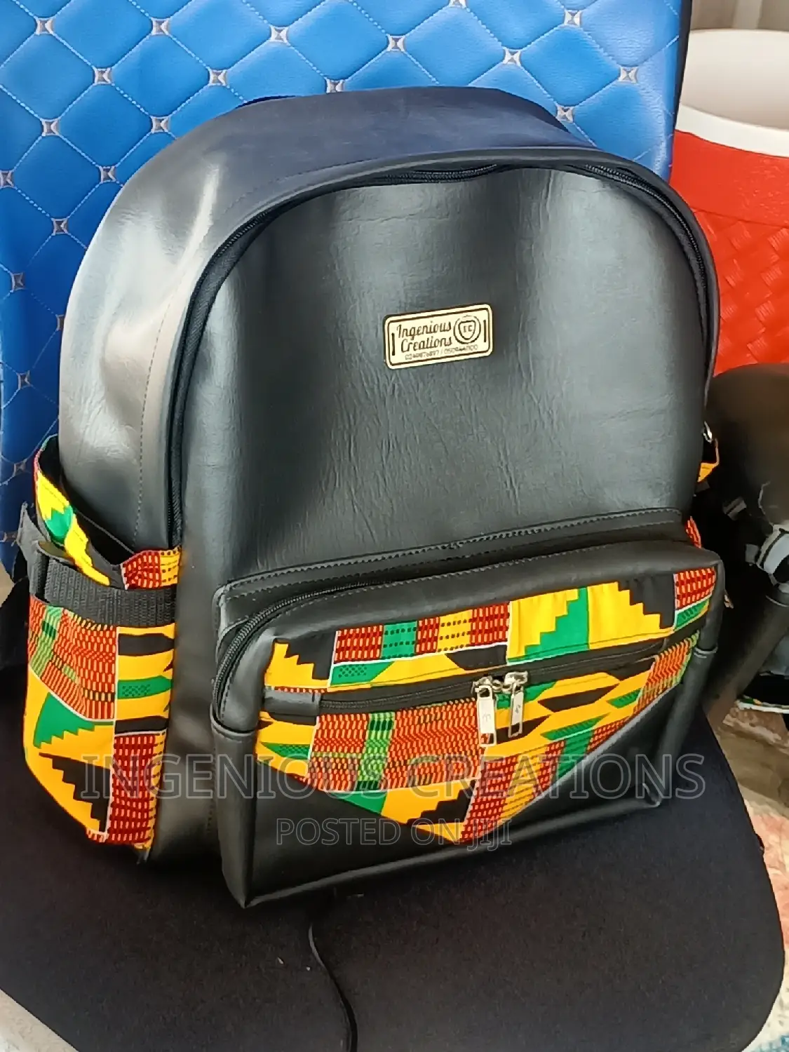 Quality African Print /Leather Backpack