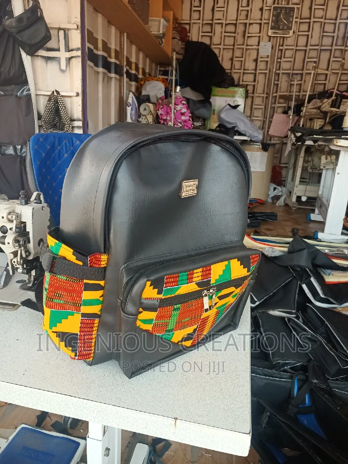 Quality African Print /Leather Backpack