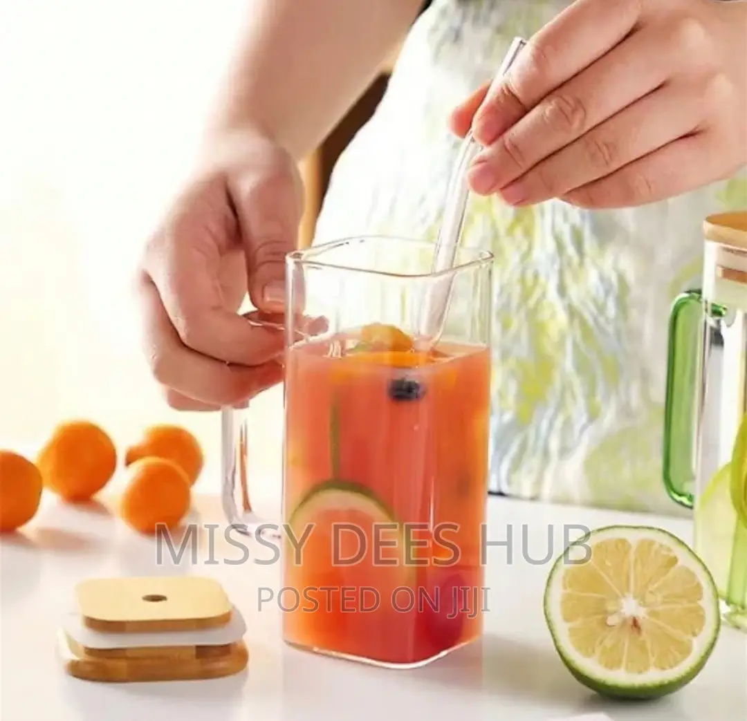 Square Glass Cup With Bamboo Lid