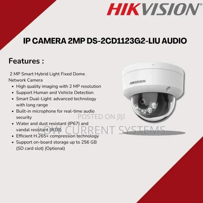 Hikvision 2mp Ip Camera Hybrid Audio Dome Ds-2cd1123g2-Liu