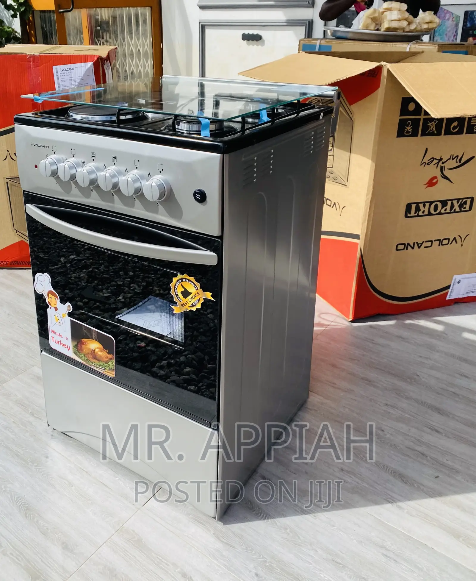Authentic Volcano 2 Electric +2 Gas Burner + Glass Lid,Gray