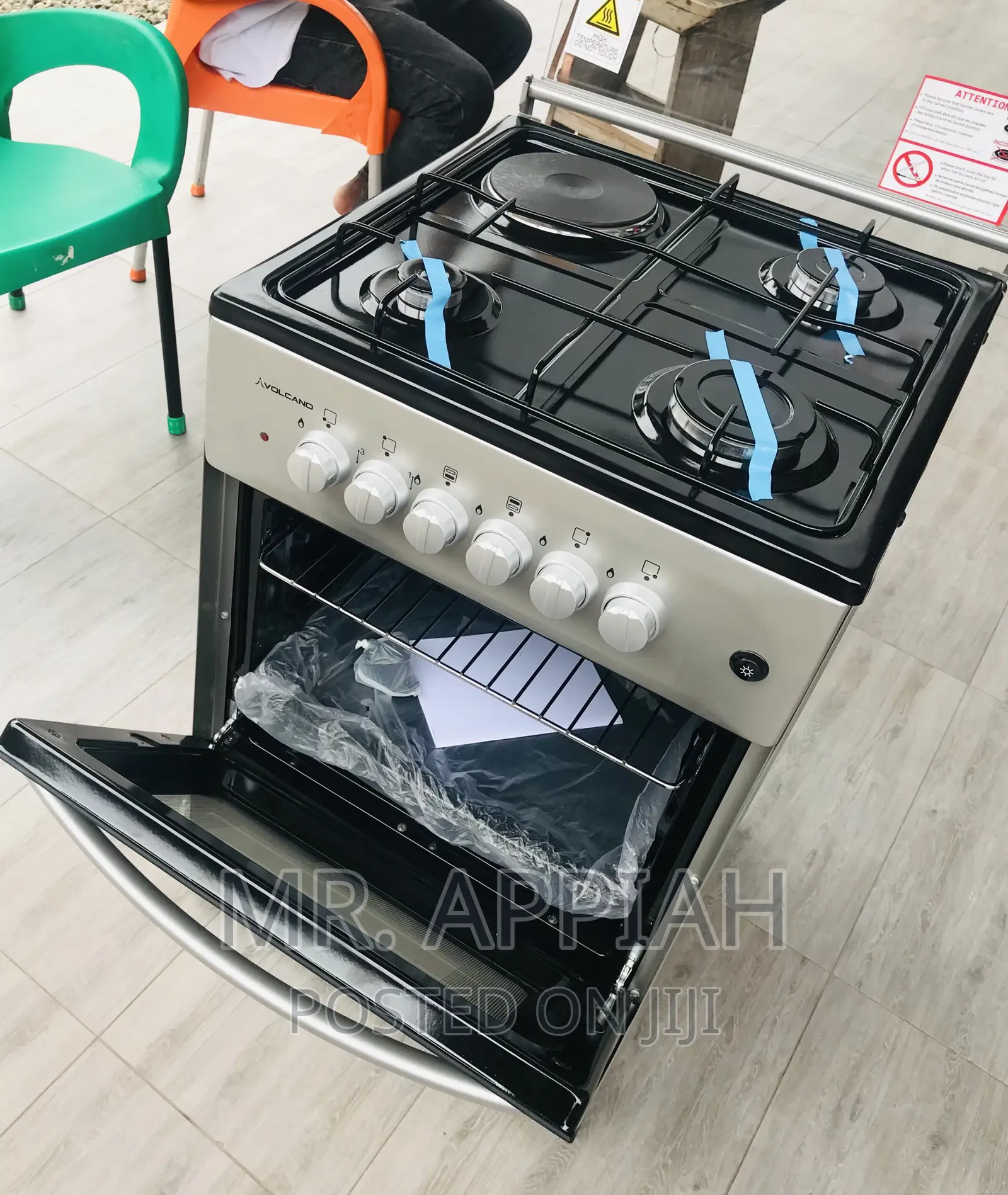 Fast Cooking Volcano 3 Gas + 1 Electric Burner(Gray).