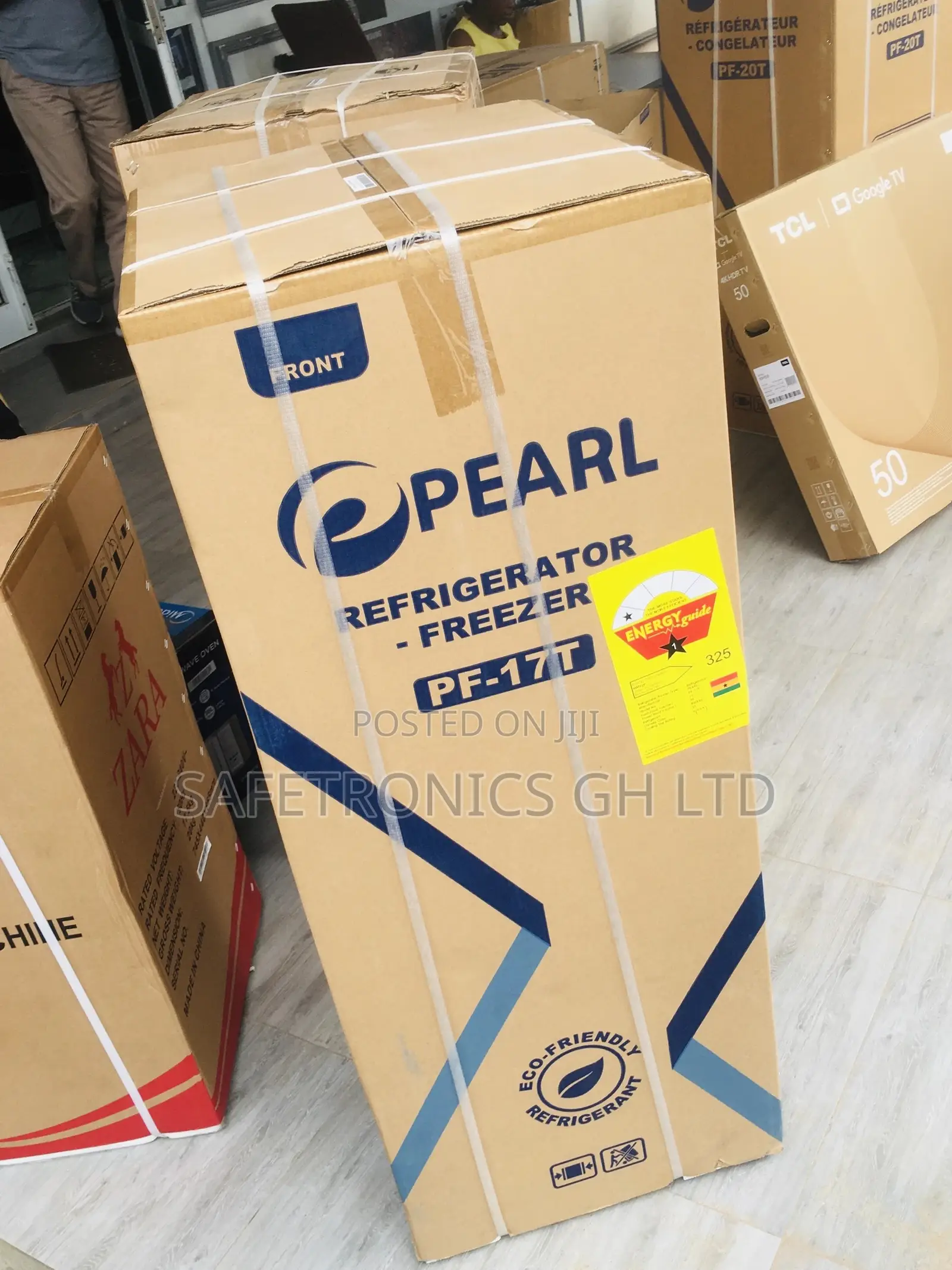 PF-17T Pearl Doubledoor Topfreezer Glass Black Fridge