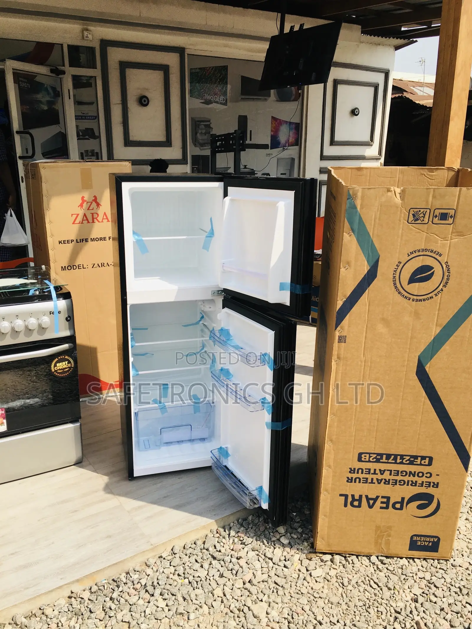Topfreezer Black Glass Doubledoor PF-217T-2B Pearl Fridge