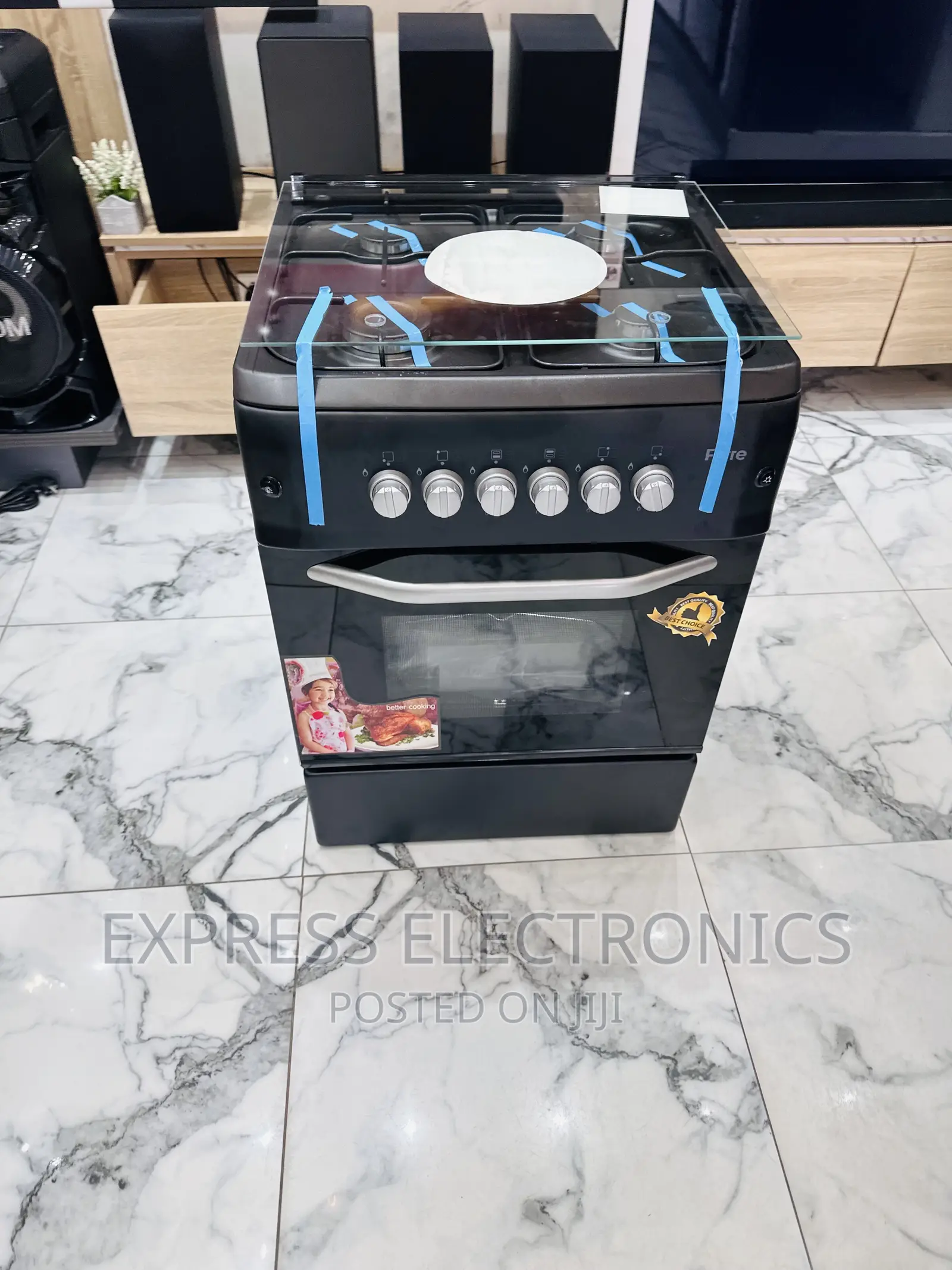 Eco Black Material 50-55 Gas Cooker Oven Grill 4burner