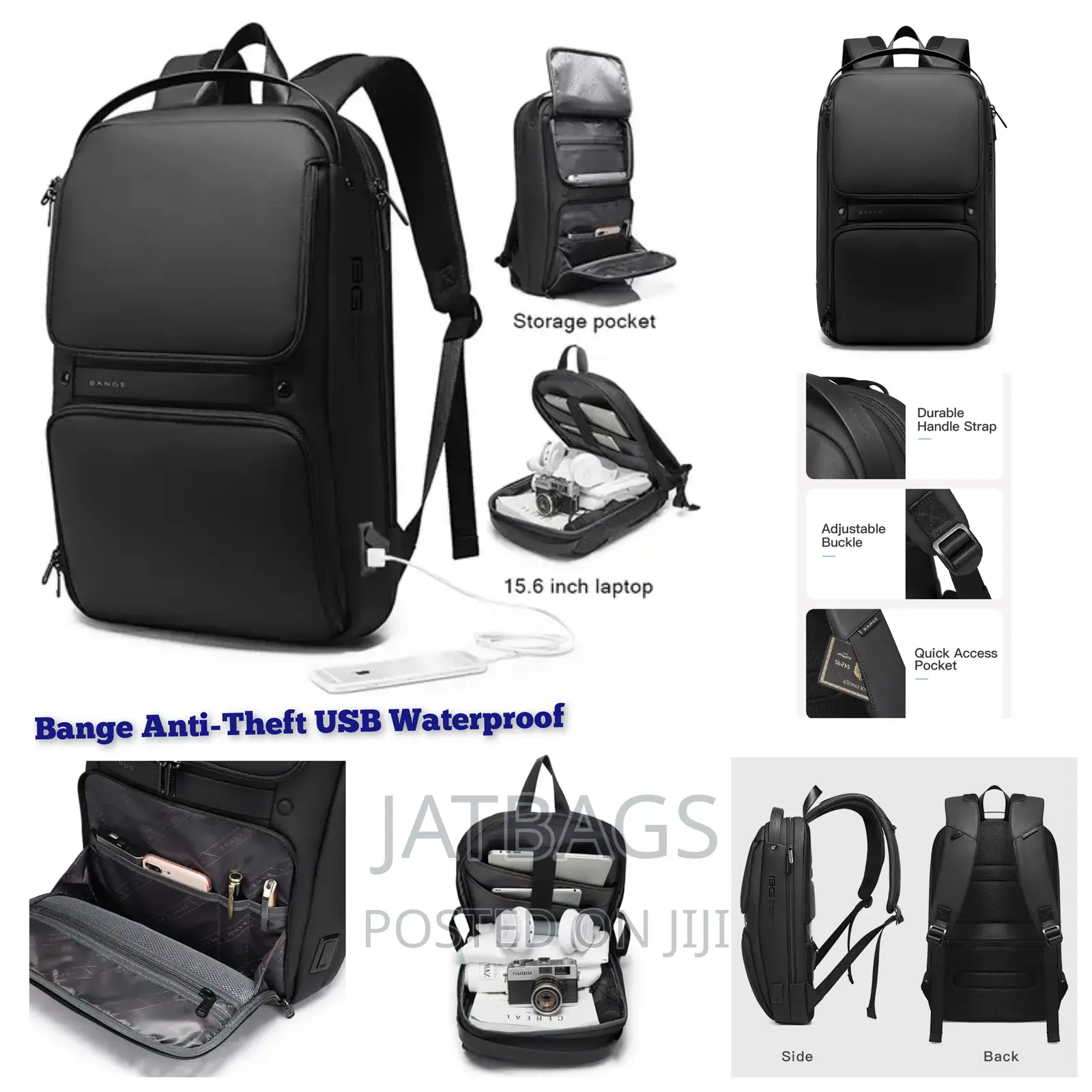 Classic Black Anti-Theft Laptop Backpack (Free Delivery)
