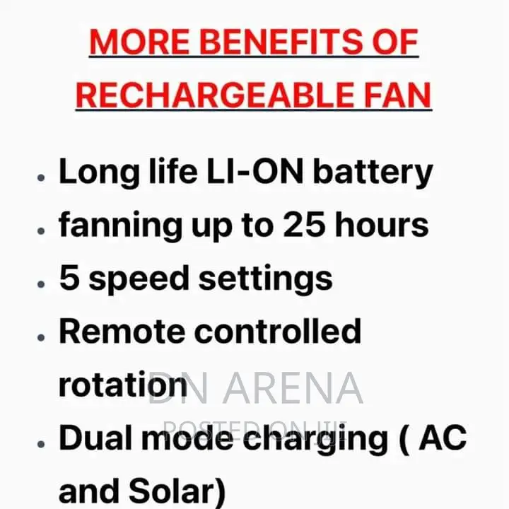 Solar / Electric Powered Rechargeable Fan With Solar Panel