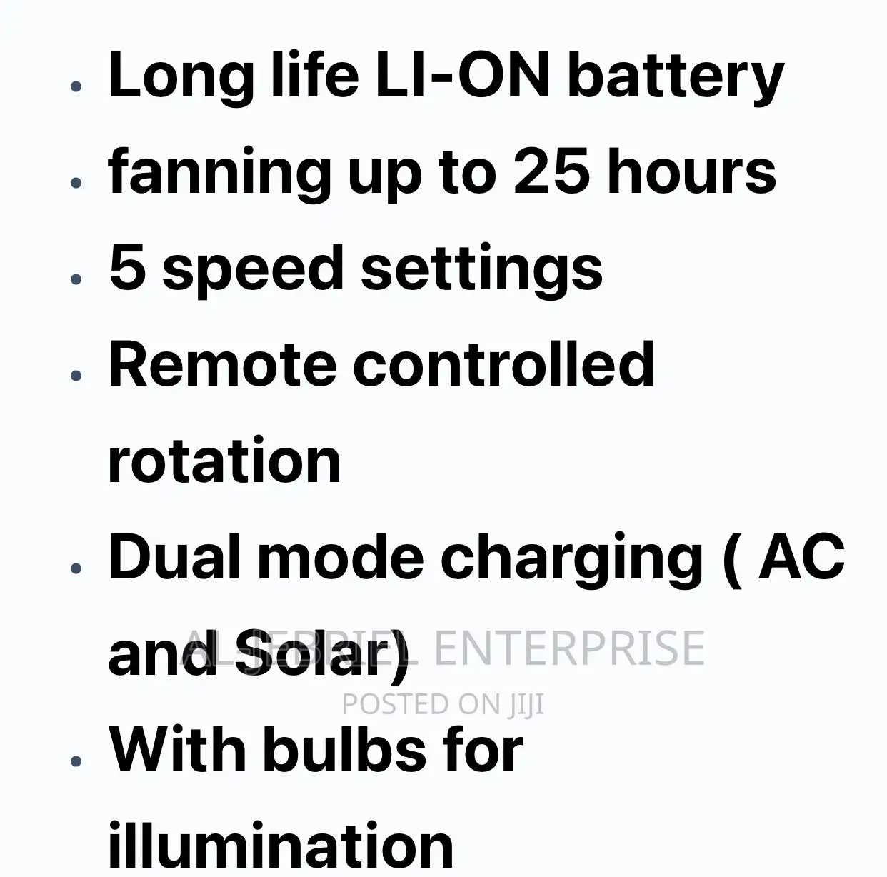 Speedy Solar and Electricity Rechargeable Fan 16”