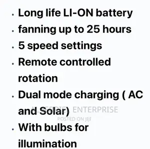 Speedy Solar and Electricity Rechargeable Fan 16”