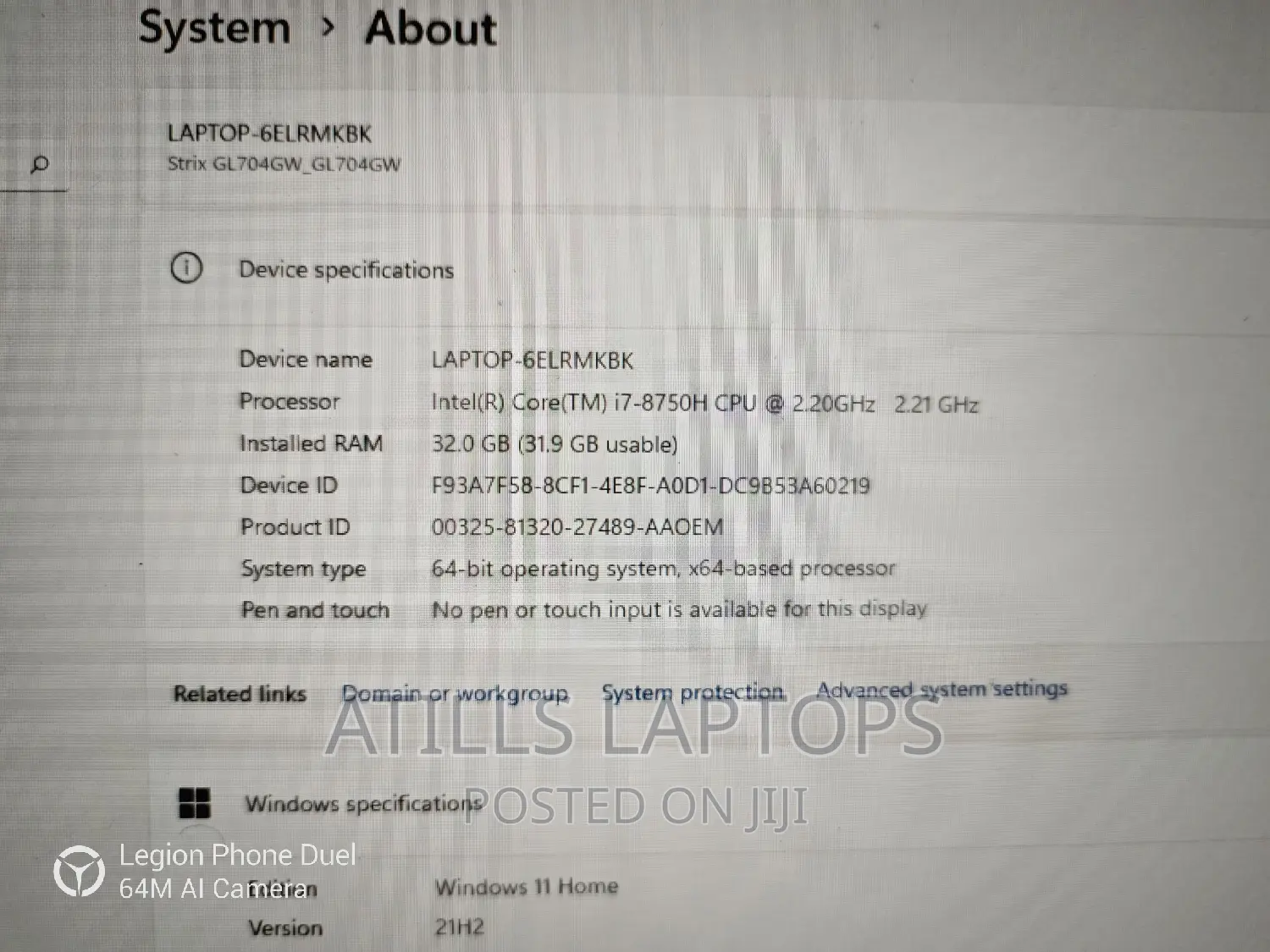 Laptop Asus ROG Strix SCAR II 32GB Intel Core i7 SSD 512GB