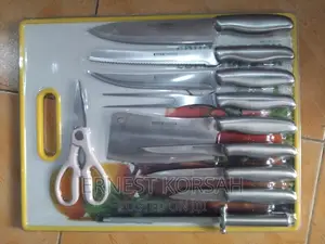 10pcs Quality Stainless Knives Set Plus Chopping Board