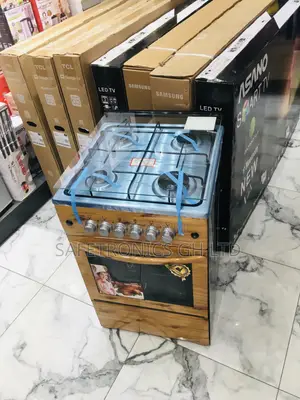 Oven With Grill Glass Lid Light Wooden 4 Gas Cooker 50x50