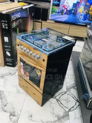 Glass Lid 4 Gas Cooker Oven With Grill Light Wooden 50x50