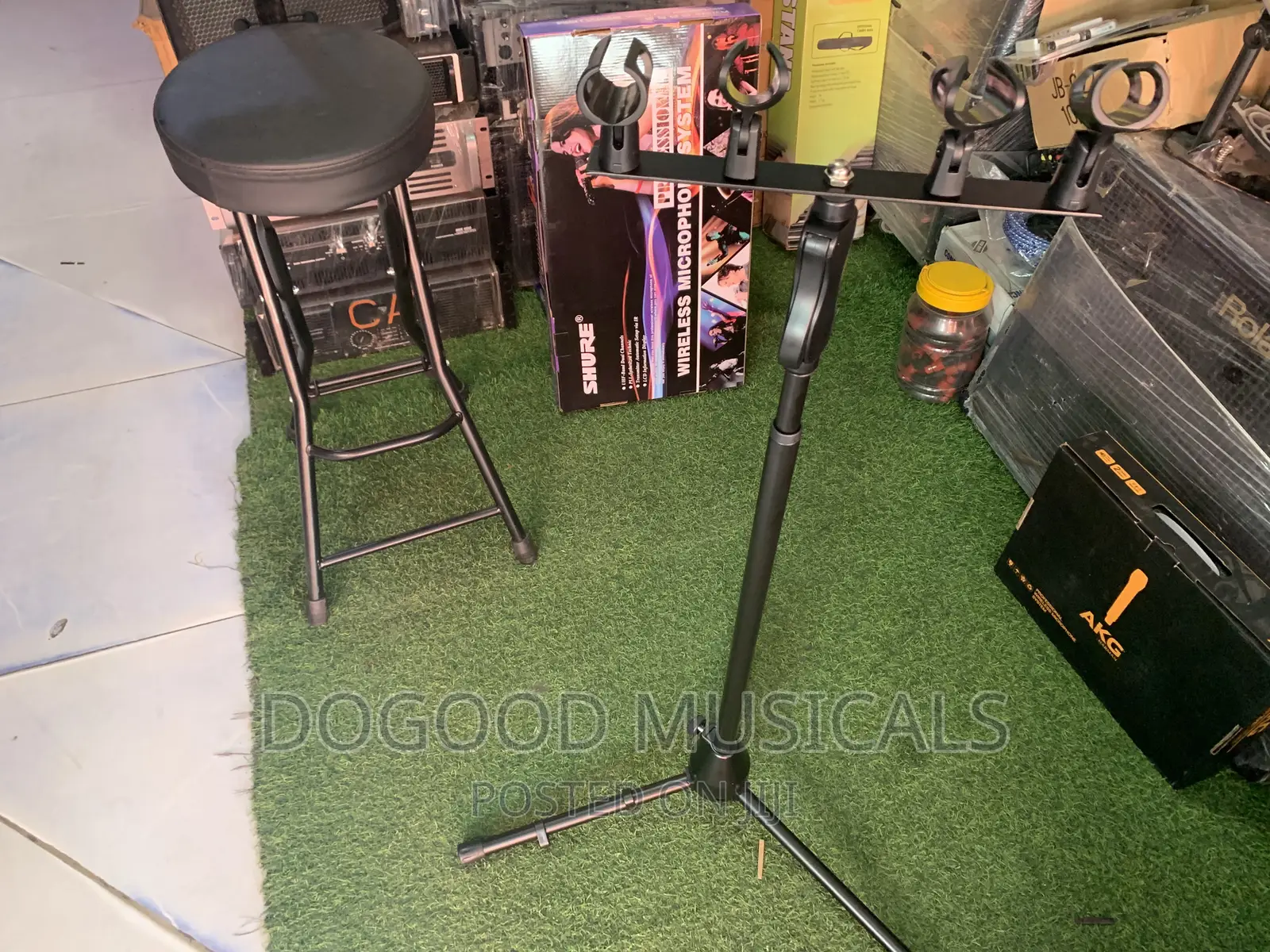 JAC Microphone Stand With 4 Microphones Holders