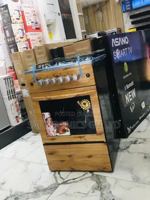 50x50 Oven With Grill Glass Lid Light Wooden 4 Gas Burner