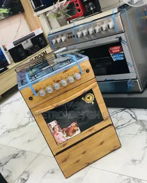 Glass Lid 4 Gas Cooker Oven With Grill Light Wooden 50x50