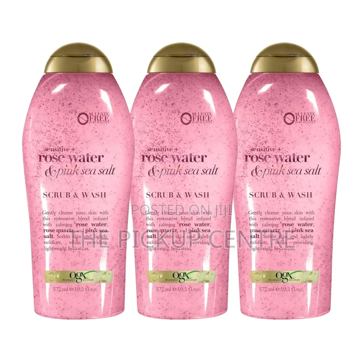 OGX Sensitive+Pink Sea Salt Rosewater Body Scrub Wash 577ml