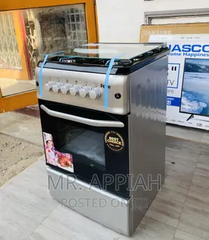 Durable Ferre 50x55 4 Gas Burner With Oven + Glass Lid.