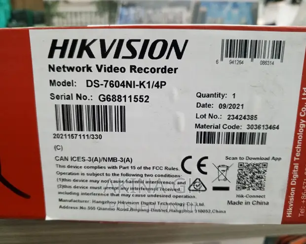 Hikvision 4ch Ip Poe NVR Ds-7604ni-/4p 4