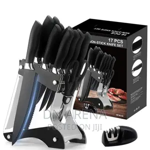 Numola 17 PCS Kitchen Knife Set With Block and Sharpener T