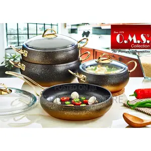 OMS Non-Stick Granite Cookware Set – Black Gold – 7-Piece UK
