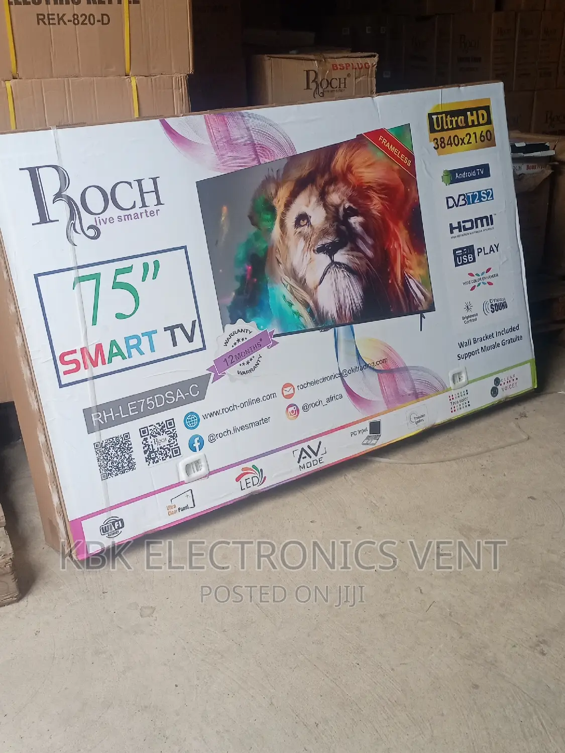 Roch 75" Smart Uhd Android Satellite Digital Led Tv