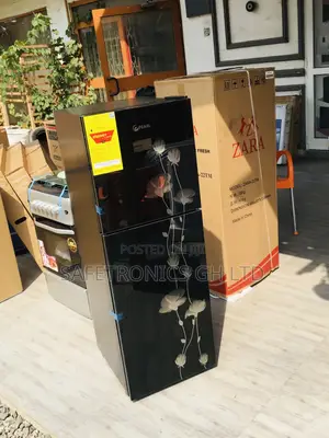 Black Glass Pearl PF-217T-2B Doubledoor Topfreezer Fridge