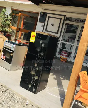 Pearl Doubledoor Glass PF-217T-2B Topfreezer Black Fridge