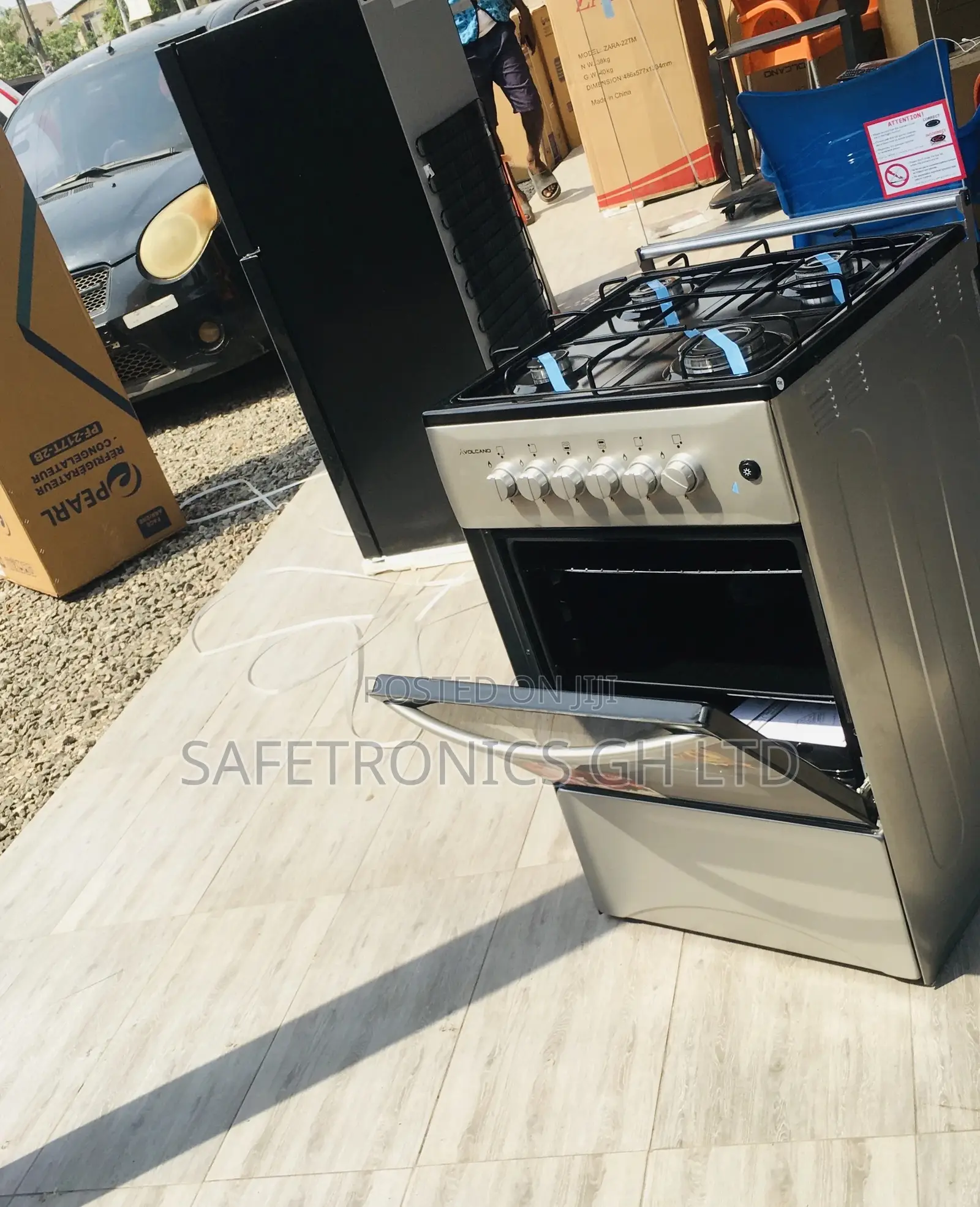 4 Gas Burner Oven With Grill 50x55 Glass Lid Ferre Gray