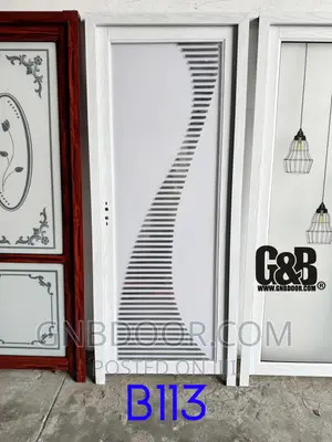 B113 Glass Door Bathroom Door Safety Glass Aluminum Frame