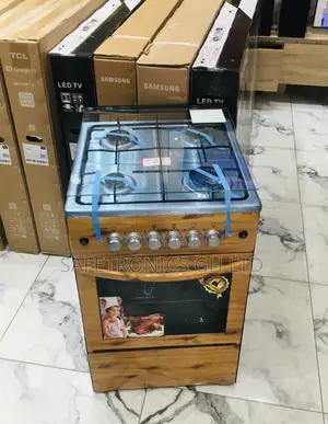 Glass Lid 50x50 Light Wooden 4 Gas Burner Oven With Grill