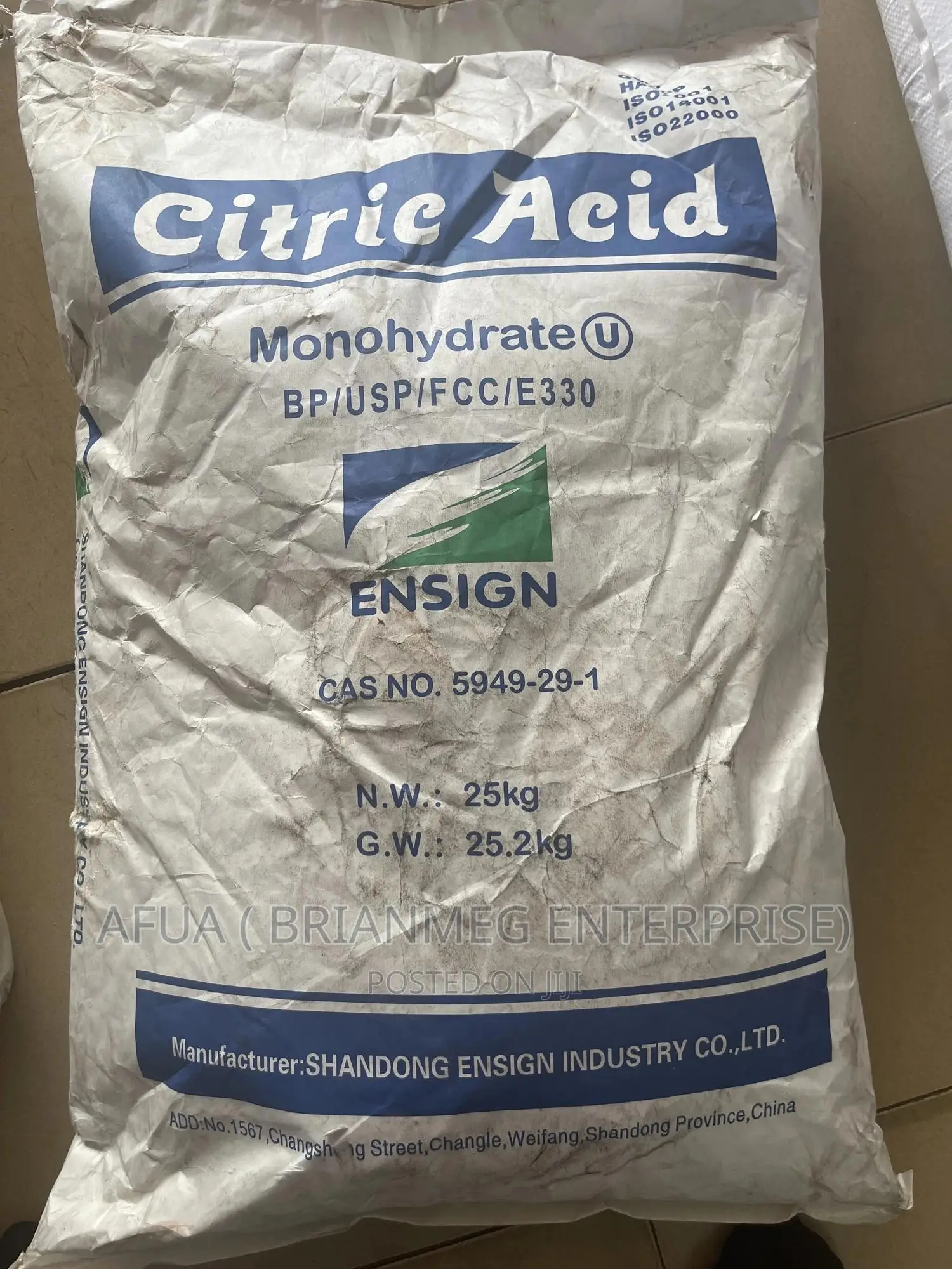 Citric Acid (Monohydrate-Bp/Usp/FCC/E330)