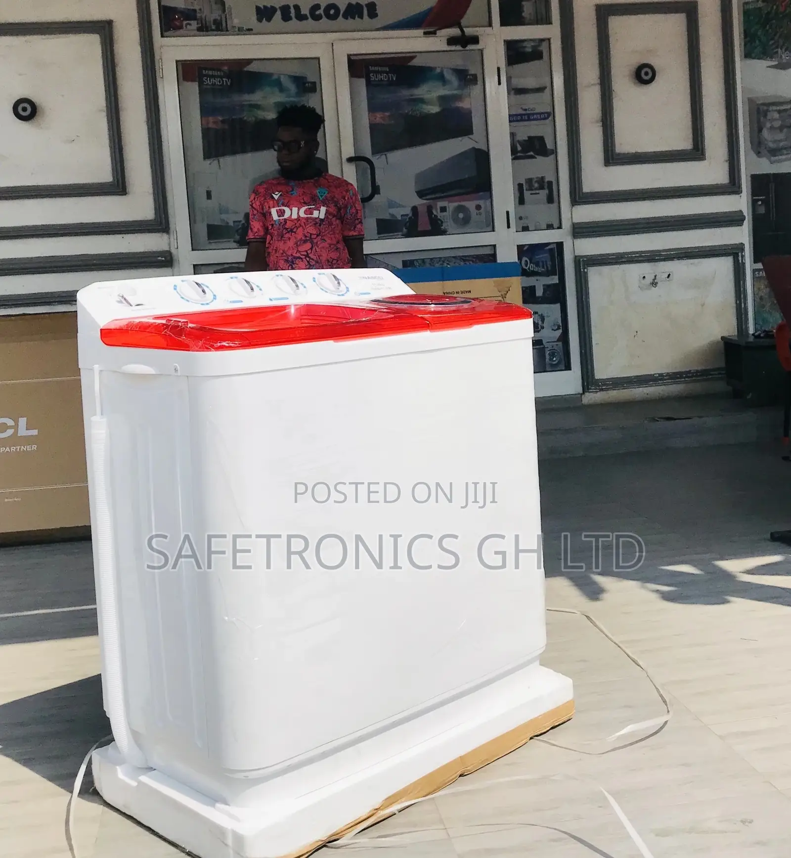 Topload Washingmachine Semiautomatic 11kg Red/White Nasco