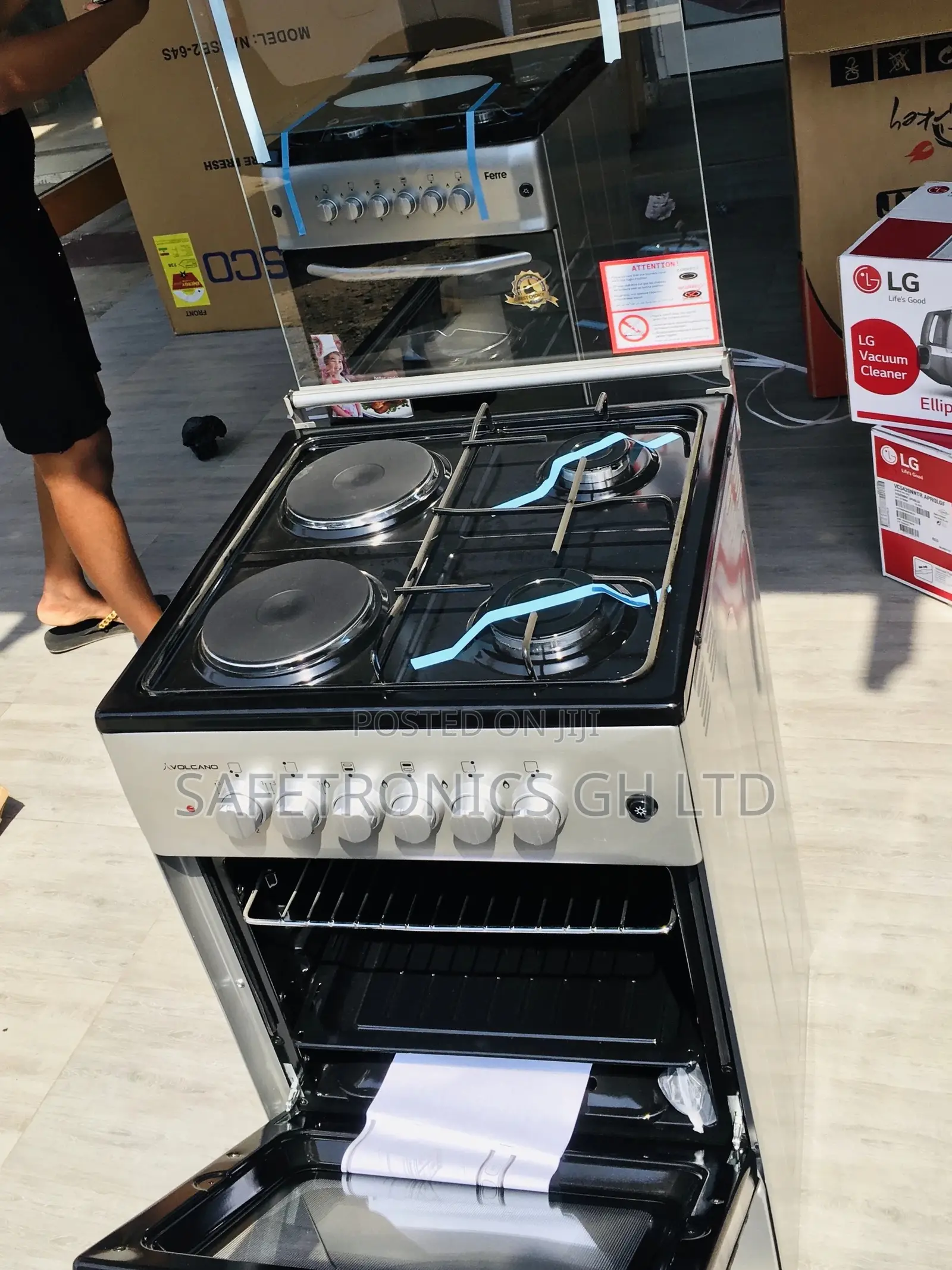 Volcano 2 Gas Burner 2 Electric 50x50 Gray Oven With Grill