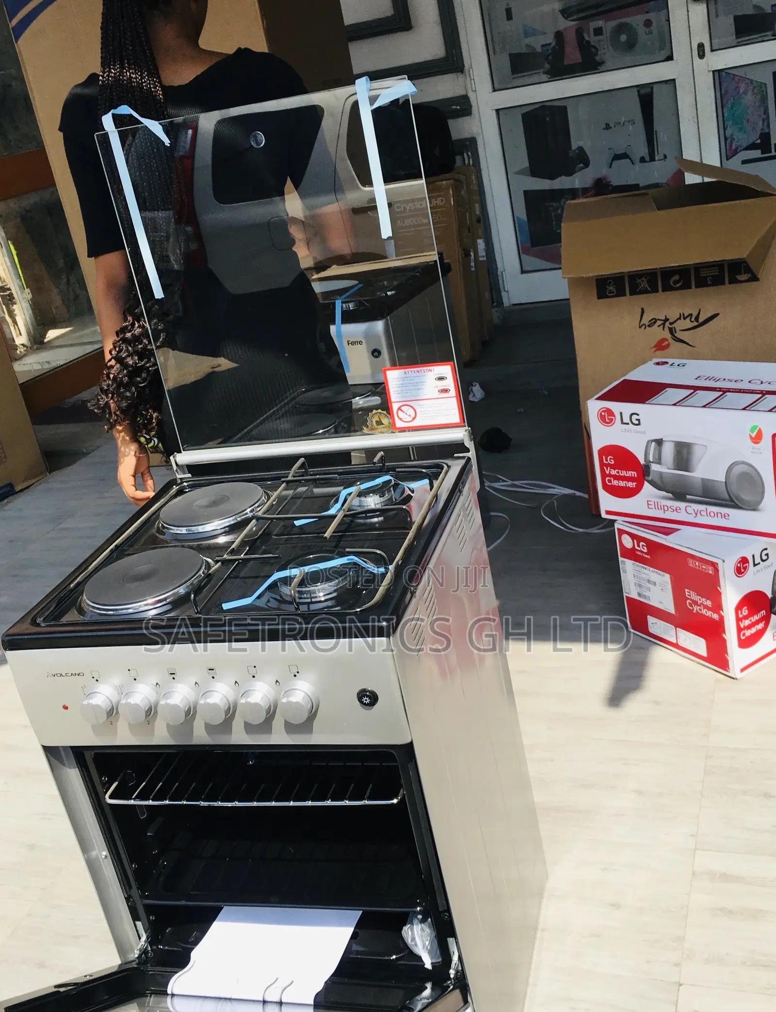 2 Gas Burner 2 Electric Oven With Grill Volcano 50x50 Gray