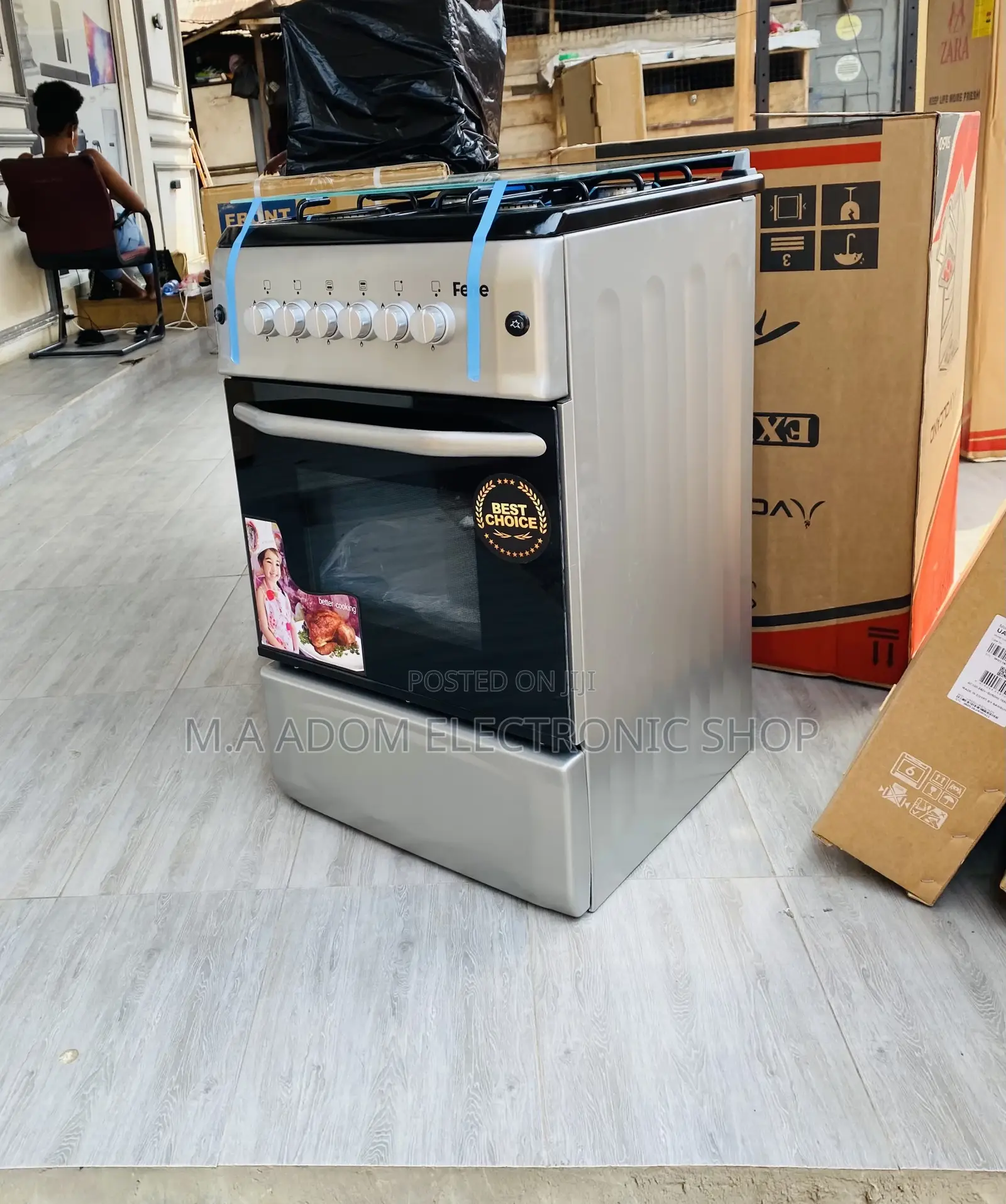 Authentic Ferre 50x55 4 Gas Burner With Oven + Glass Lid.