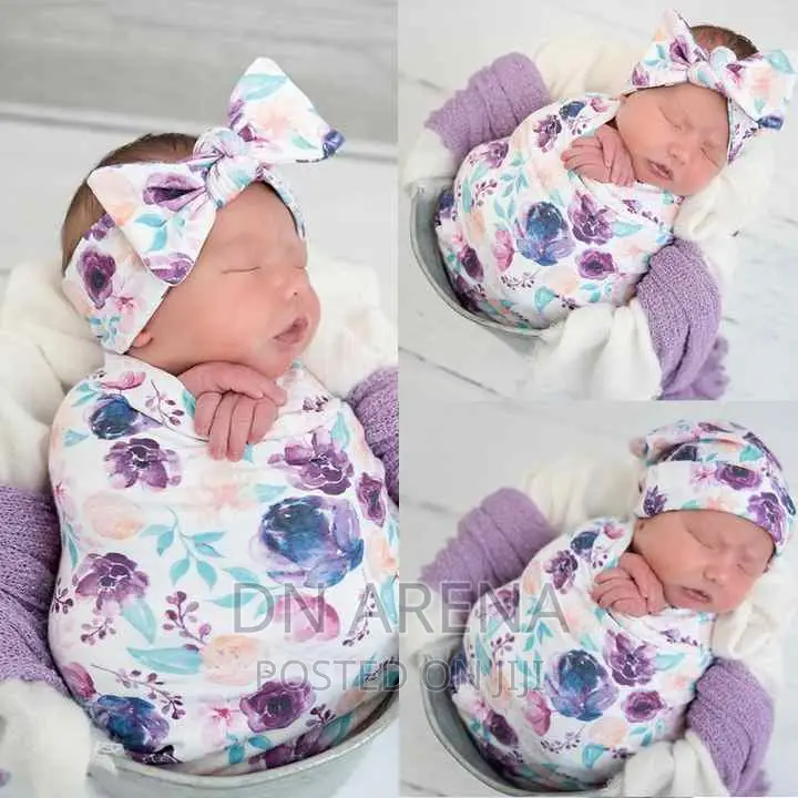 3pcs New Born Baby Boy Baby Girl Swaddle Blanket Tie Cap Hat