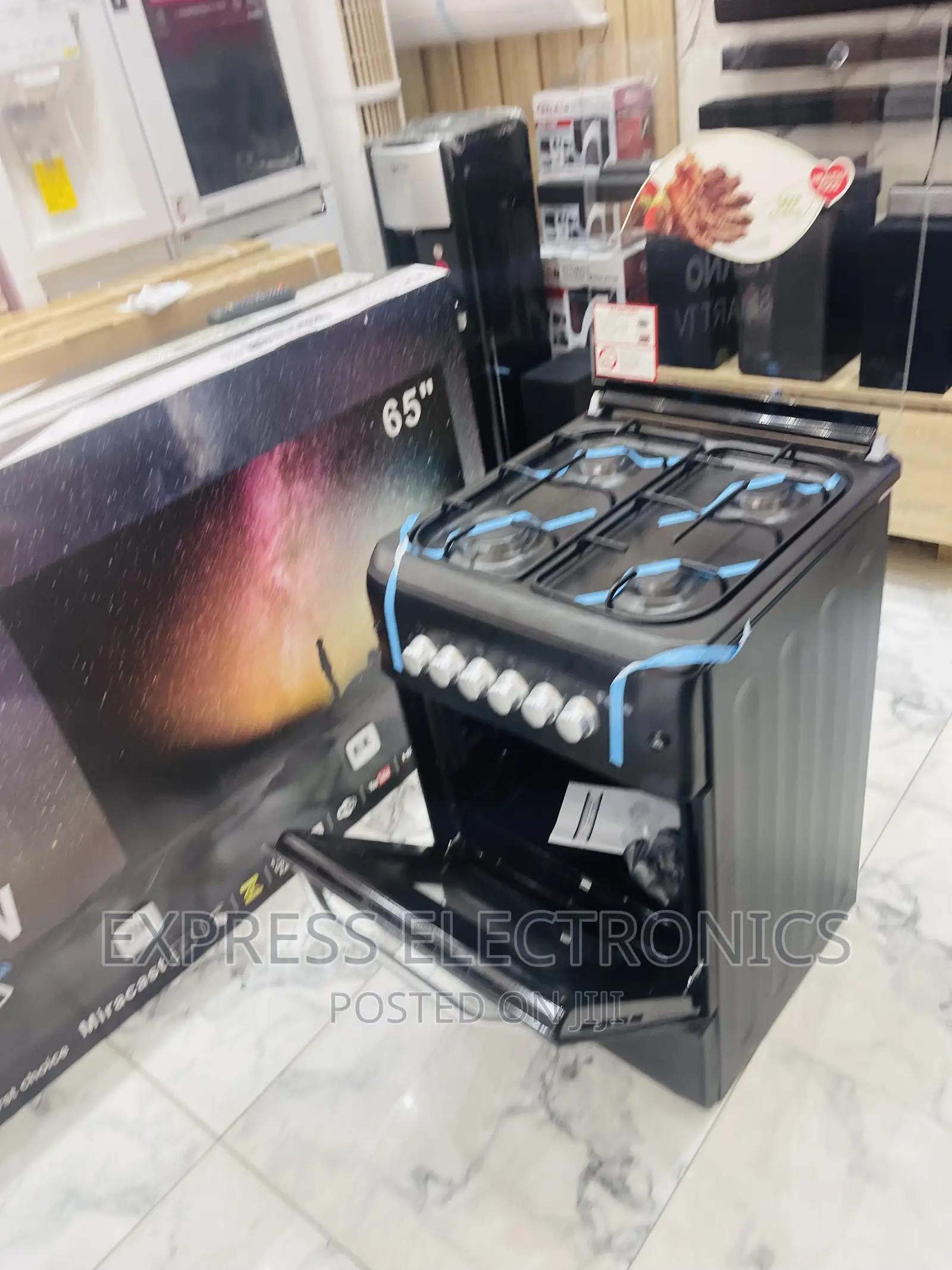4burner Gas Cooker Oven Grill Black 50/55 