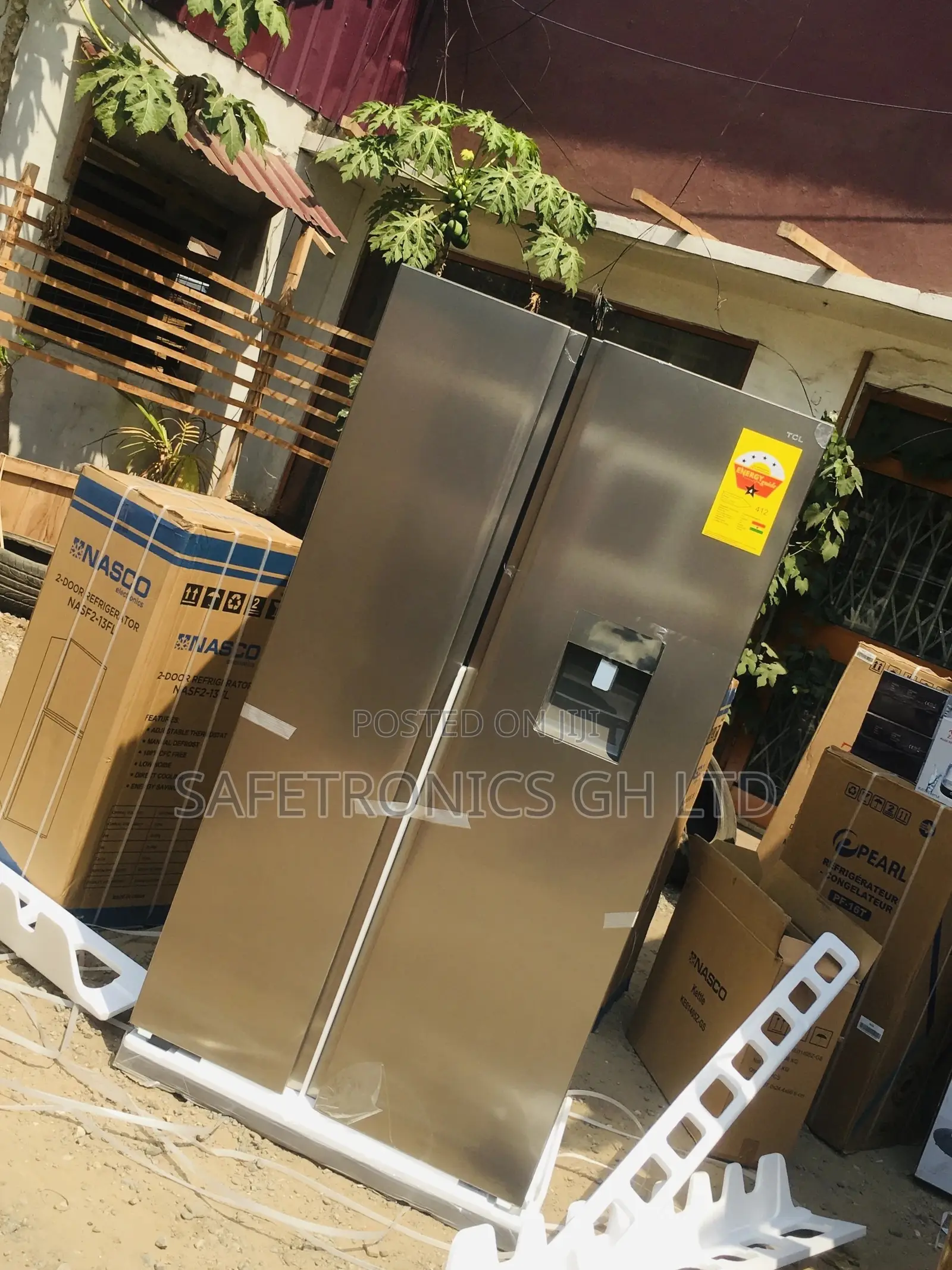 Essential TCL Gray Side by Side P520SBN 607 Liters Fridge