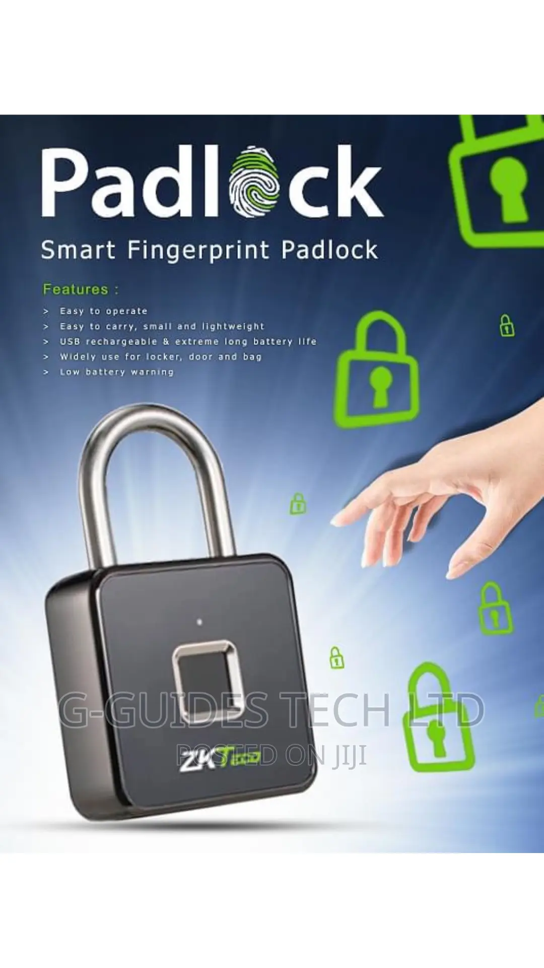 Zkteco Smart Fingerprint Padlock , Fingerprint Lock