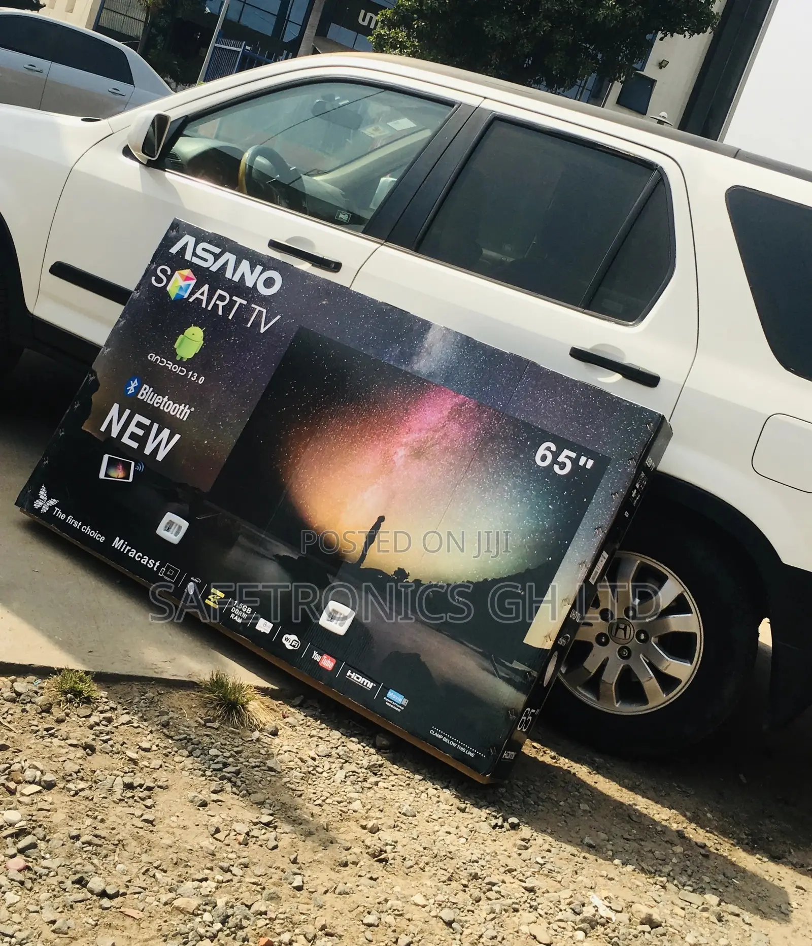 Black Smart Asano 65 Inches Glossy LED Electric UHD Tv