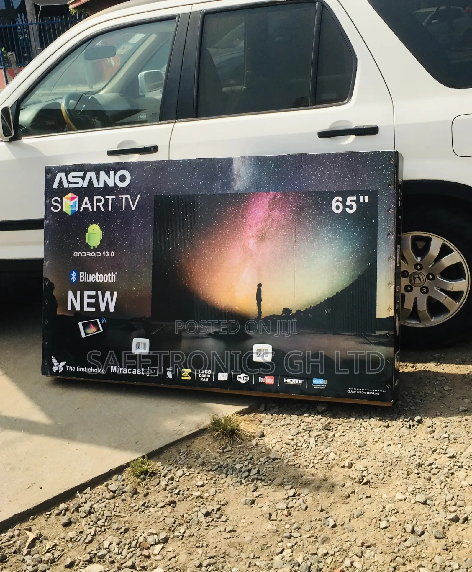 65 Inches Glossy LED Smart Electric UHD Black Asano Tv